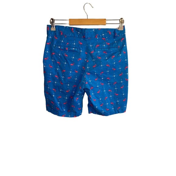 Crown and Ivy Blue Pink Flamingo Cotton Bermuda Shorts Women's 4 - Picture 3 of 8